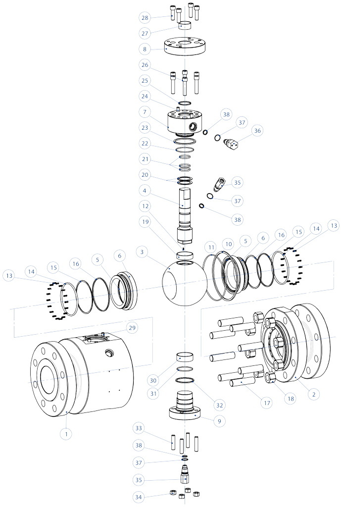 SUPREME Trunnion ball valve - components - DN≤100 SIZE ≤4” – ANSI ≥600