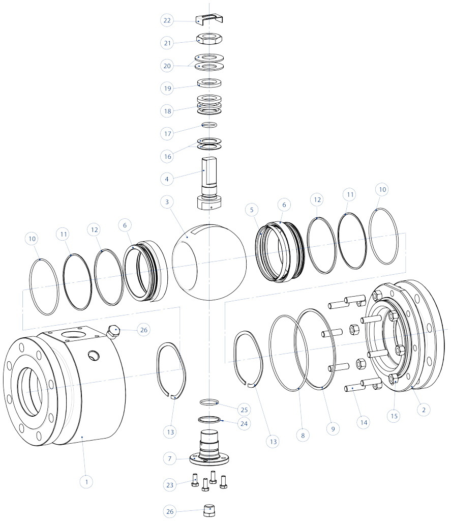 SUPREME Trunnion ball valve - components - DN≤100 SIZE ≤4” – ANSI 150-300