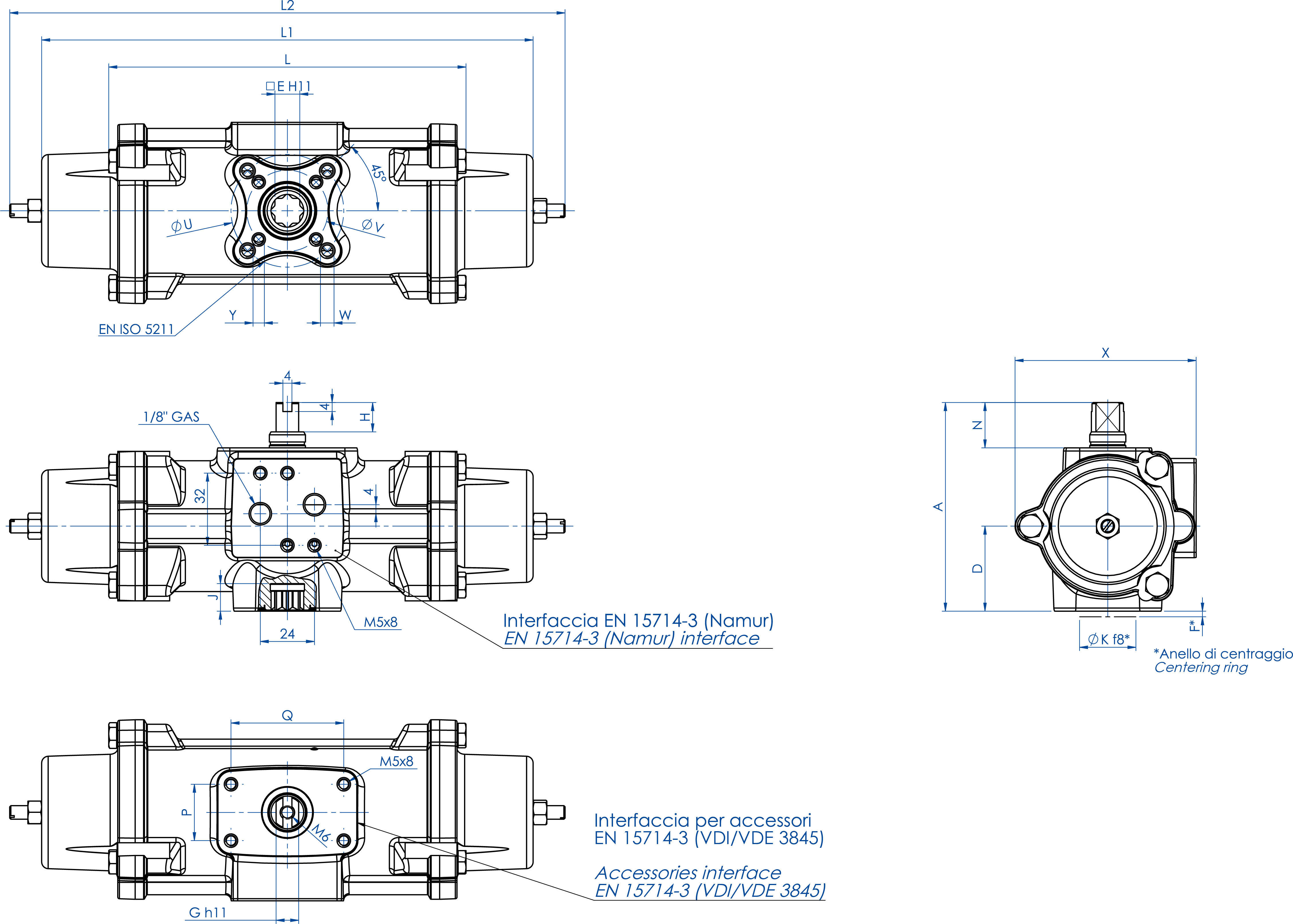AGO CF8M - SR type inox precision casting CF8M - dimensions - SR 30 ÷ SR 240