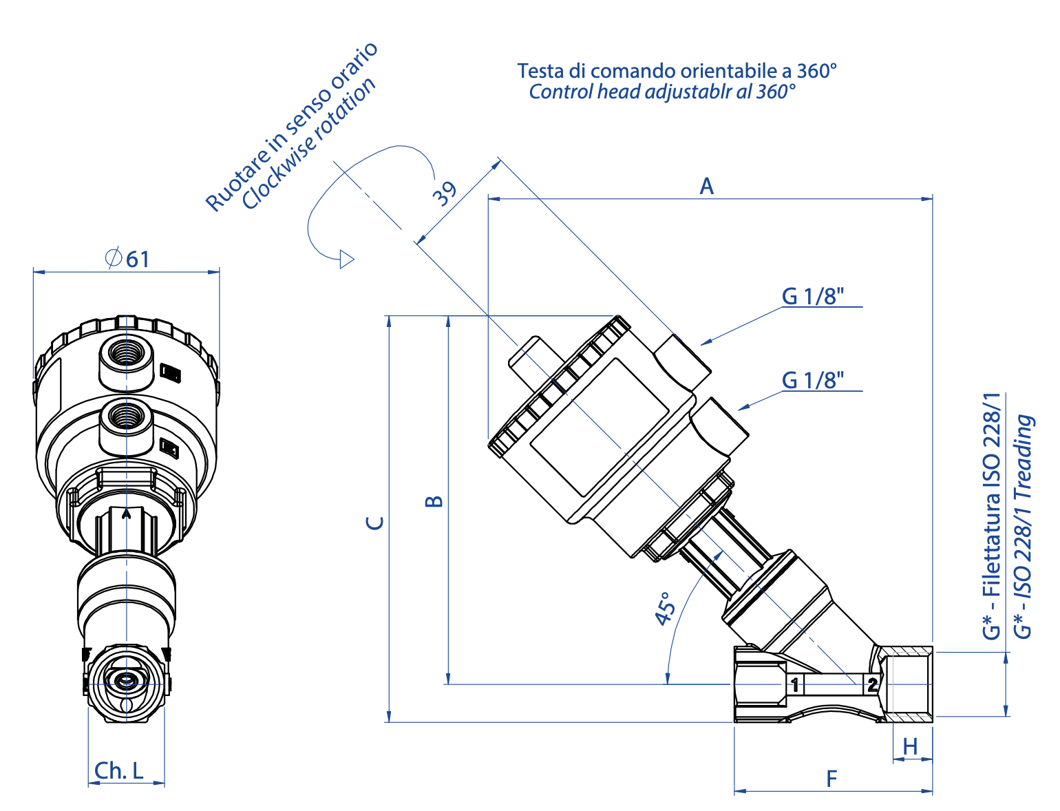 ARES-ATENA pneumatic valve - dimensions - ATENA