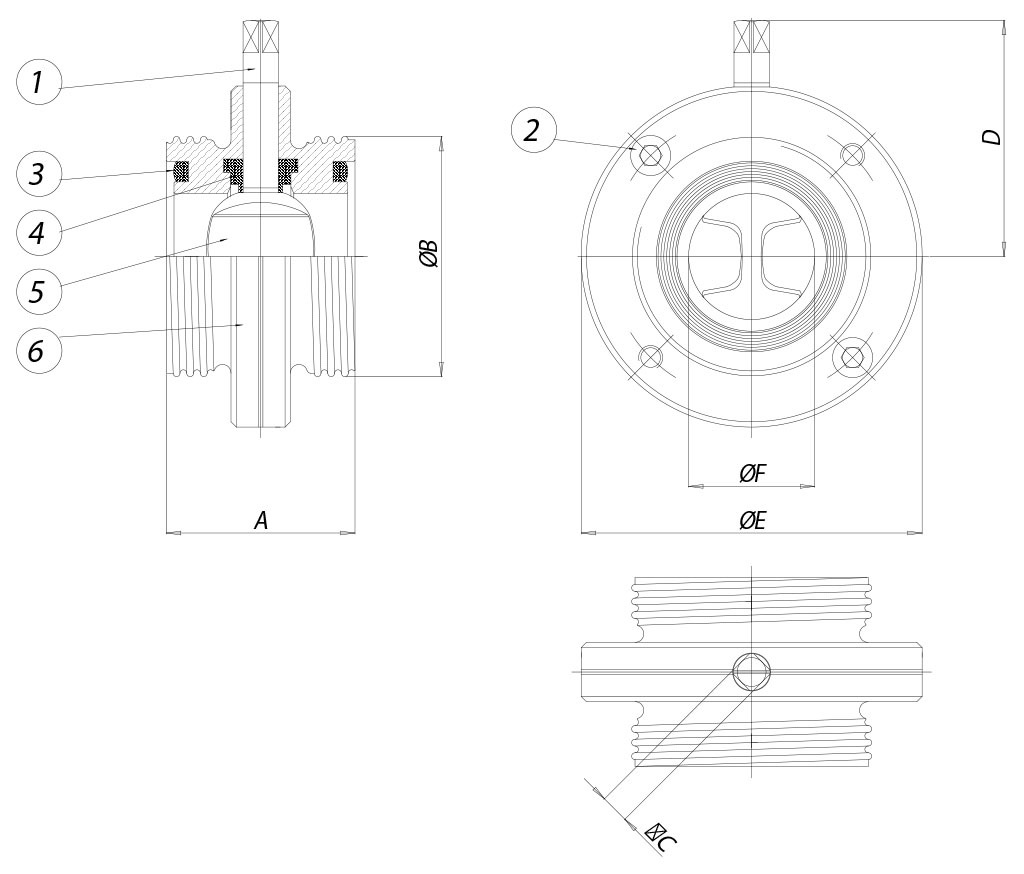 Item 490-492-493 butterfly valve - dimensions - ITEM 492 DIN 11851