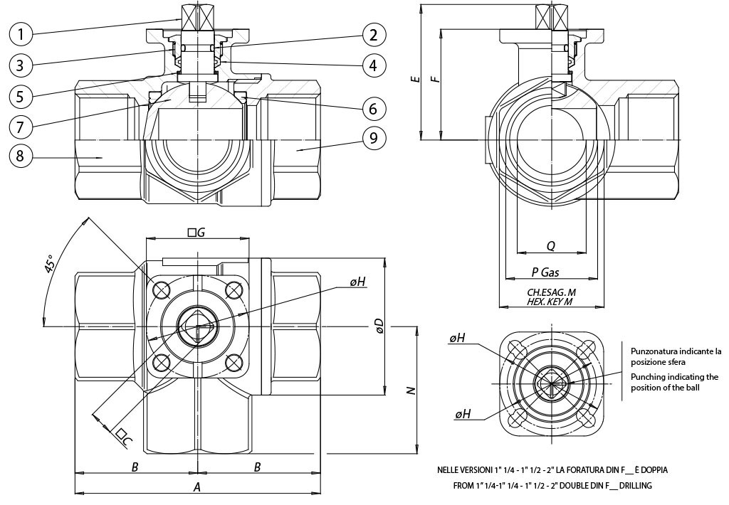 Item 153 brass ball valve - dimensions - 
