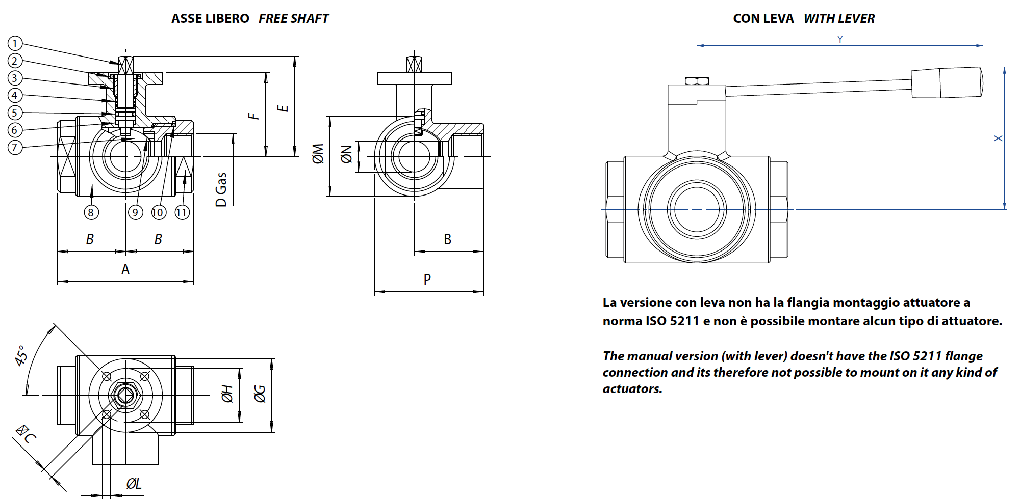 Item 448 stainless steel ball valves - dimensions - 