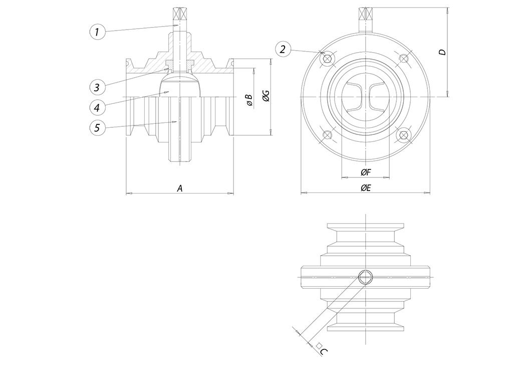 Item 494 butterfly valve - dimensions - ITEM 494 CLAMP BS 4825 (DIN 32676 C serie)