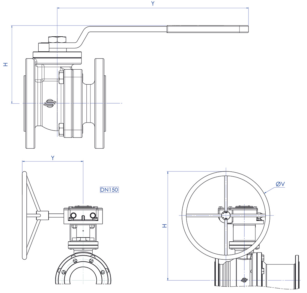 PROCHEMIE 60 Split Body PN 16-40 stainless steel ball valve - dimensions - 