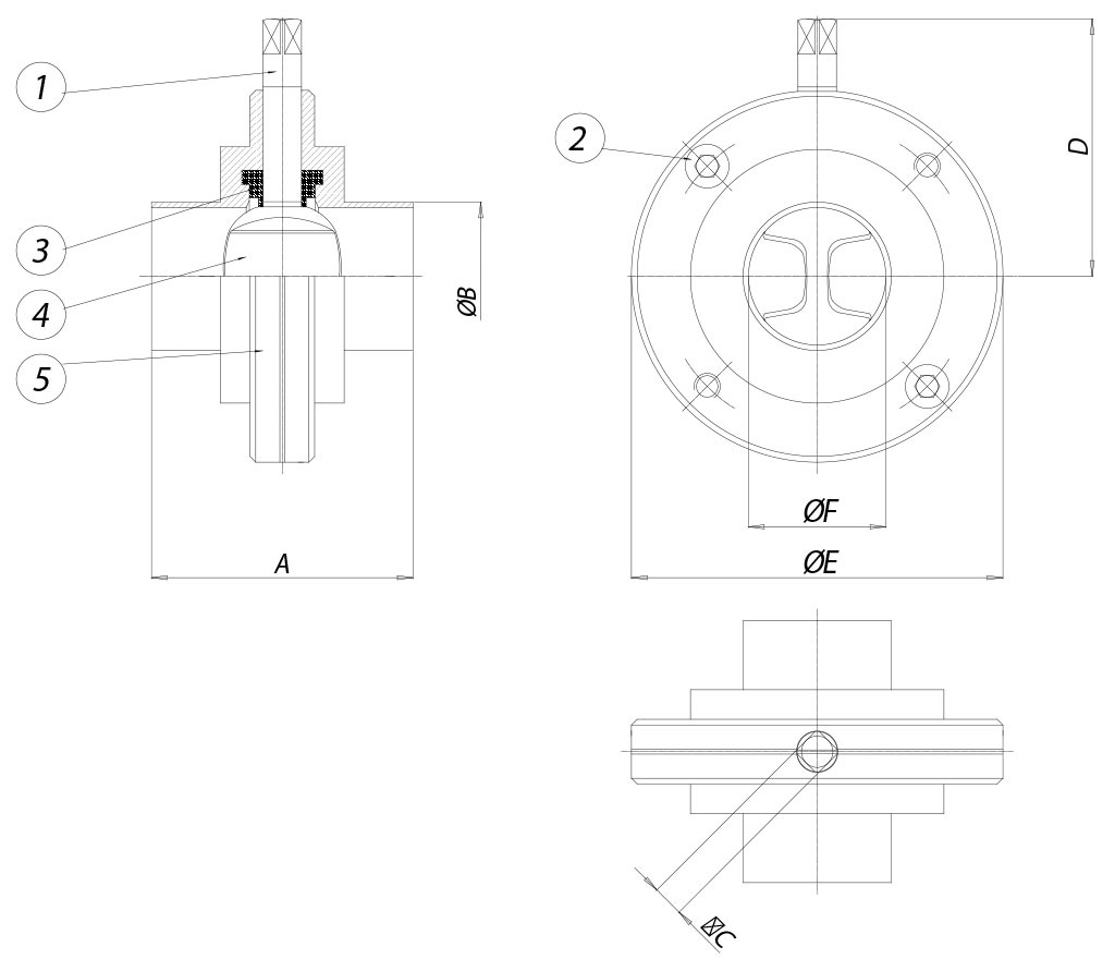 Item 490-492-493 butterfly valve - dimensions - ITEM 493 DIN 11850 SERIE 1