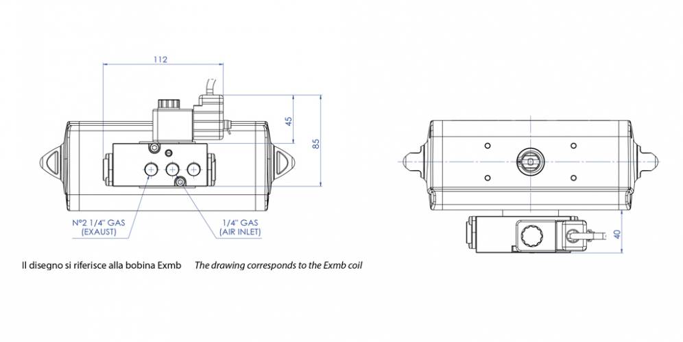 3/2 - 5/2 NAMUR monostable solenoid valve with ATEX coil