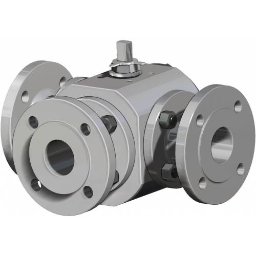 Vanne &agrave; boisseau sph&eacute;rique THOR Split Body 3 voies 4 joints PN 16-40 ANSI 150 acier inox