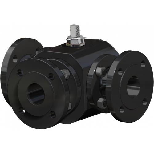 Кран шаровой разборной THOR Split Body трёхходовой, с 4 уплотнениями, PN 16-40 ANSI 150, из углеродистой стали